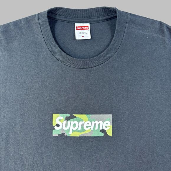 Supreme Shirt Mens Medium Black Short Sleeve Camo Box Logo Tee